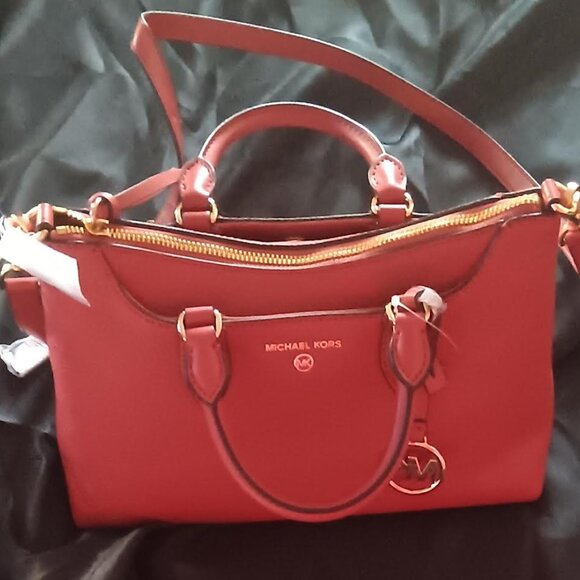 NWT Michael Kors Austin Medium Satchel-Shoulder Bag -Terracotta Pebbled Leather - Picture 12 of 16